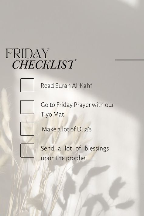 Our Friday Checklist #friday #checklist #muslim #prayerinspiration Friday To Do List Islam, Ramadan Planner, Surah Al Kahf, Tracker Ideas, Islamic Sayings, Bullet Journal Mood Tracker Ideas, Bullet Journal Mood, Self Reminder, Planner Ideas