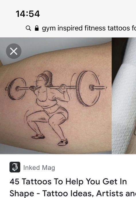 Weight Lifter Tattoo, Weight Lifting Tattoos, Tattoos For Gym Lovers, Gym Tatoos Ideas, Minimal Gym Tattoo, Weightlifting Tattoos For Women, Gym Dumble Tattoo Designs, Shape Tattoo, Fitness Tattoos