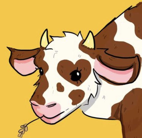 Caw Art, Cute Cow Drawing Reference, Cartoon Cows, Cow Drawing Aesthetic, Drawing Of Cow, Cute Cow Drawings, Cartoon Cow Painting, Fluffy Cow Drawing, Cute Cow Aesthetic Drawing