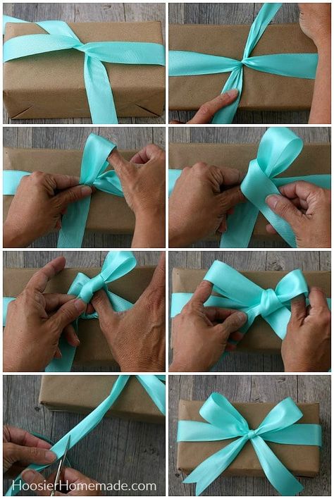 How To Tie A Bow Step By Step, How To Tie A Bow On A Gift, Tie Ribbon On Gift, How To Tie A Bow With Ribbon For A Gift, Tie A Gift Bow, How To Tie A Bow, How To Make A Bow, Professional Gift Ideas, Bows For Presents