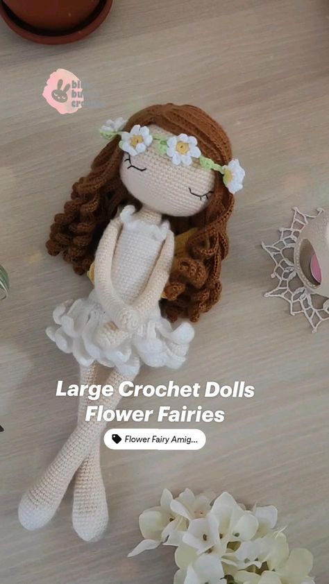 Crochet dolls Fairy Amigurumi, Diy Crochet Doll, Christmas Crochet Pattern, Crochet Fairy, Crochet Doll Dress, Crochet Dolls Free Patterns, Crochet Amigurumi Free Patterns, Crochet Amigurumi Free, Bunny Designs