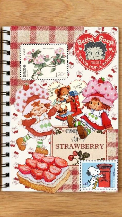 strawberry journal Strawberry Journal, Sticker Book, Betty Boop, Farmer, Bullet Journal, Anime