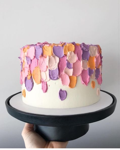 Tortas Buttercream, Buttercream Painting, Colorful Birthday Cake, 30 Cake, Birthday Cake Recipe, Tasty Baking, Special Cake, Dessert Decoration, Pink Cake