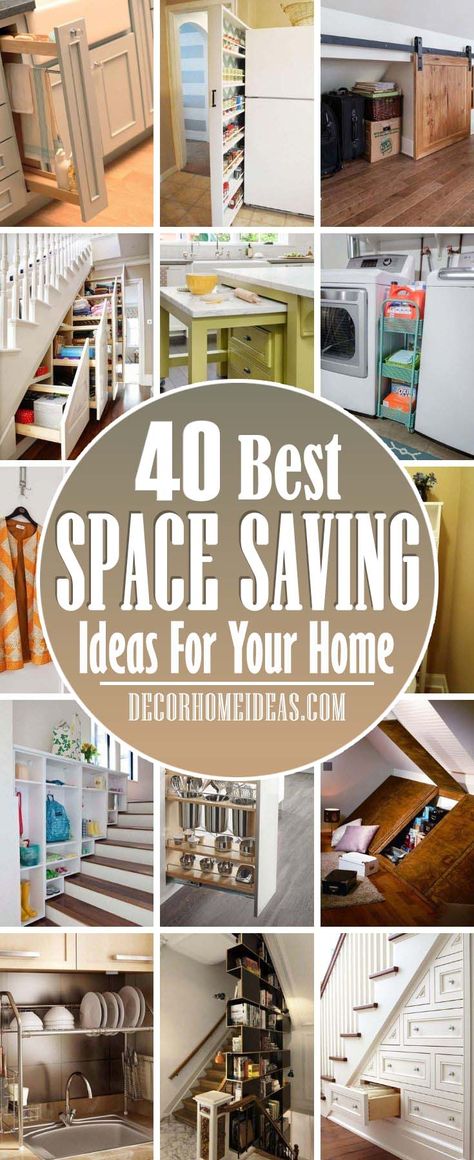 Best Space Saving Ideas Space Saving Ideas For Home, Tiny House Hacks, Space Saving Ideas, Diy Space Saving, Space Saving Hacks, Tiny House Storage, Diy Space, Space Saving Kitchen, Storage House