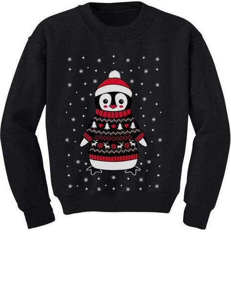 Diy Ugly Christmas Sweater, Christmas Penguin, Womens Maternity, Comfy Hoodies, Toddler Kids, Wool Blend Sweater, Kids Sweatshirt, Cute Christmas, Ugly Sweater