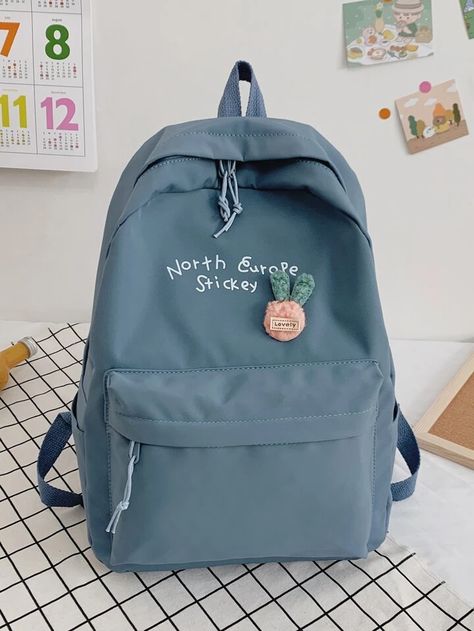 Letter Graphic Backpack, Bag for School for College | SHEIN USA Preppy Bags, Cute School Bags, Big Backpacks, Lights Bedroom, Letter Bag, Backpack For Teens, Cute Backpacks, Blue Backpack, Decorative Letters