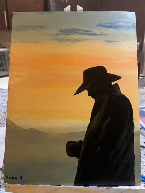 John Dutton #johndutton #yellowstone #fanart #acrylic #cowboy #yellowstonetv Cowboy Acrylic Painting, Smear Painting, Yellowstone Painting, Yellowstone Art, Paintings Nature, John Dutton, Watercolor Paintings Nature, Inspiration Painting, Cowboy Art