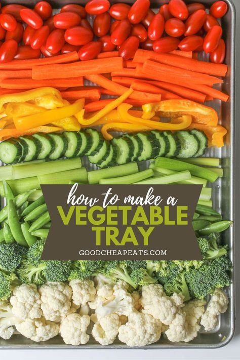 Purchased vegetable trays are convenient, but they can be costly. Why not make your own veggie tray and save money? With a homemade veggie platter, you can eat well and stretch your grocery dollar! Veggie Party Trays, Large Veggie Tray Ideas, Easy Crudite Platter Ideas, Vegetable Platters Display Presentation, Vegetable Trays Ideas Parties, Veggie Tray For Party, Veggie Trays Ideas Vegetable Platters, Veggie Platter Ideas Trays Presentation, Vegetable Tray Display