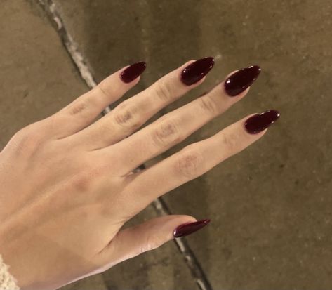 Nails For Colorado, Dark Red Acrylics, Red Dark Nails, Dark Red Jelly Nails, Simple Dark Nails, Dark Nails Acrylic, Dark Red Nails Ideas, Dark Red Nails Acrylic, Dark Red Almond Nails