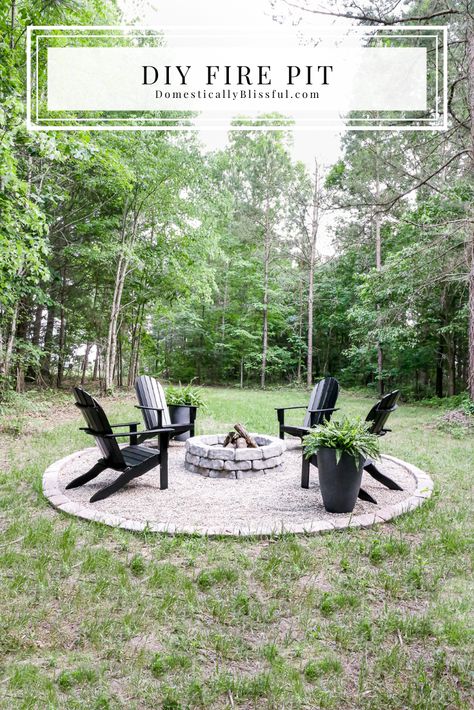 DIY Fire Pit - Domestically Blissful | Outdoor Decor. | Home Inspiration. | Fire Pit. | DIY in Less than a Day. | One Day DIY. | Outdoor Inspiration. | Outdoor Wooden Chairs. | Perfect Seasonal Outdoor Frie Pit. | Summer Outdoor Space. | Fall Outdoor Space. | Concreate Planters. | Perfect Outdoor Space. DIY Outdoor Space. | Seasonal Outdoor Space. | DIY Fire Pit. | Simple Outdoor Entertaining Space. | Outdoor Entertaining Space. | Beautiful DIY Outdoor Entertaining Space. | Summer Fire Pit. | Diy Patio Garden, Cheap Fire Pit, Outdoor Fire Pit Area, Bonfire Pits, Easy Fire Pit, Diy Outdoor Fireplace, Small Fire Pit, Outdoor Fire Pit Designs, Fire Pit Landscaping