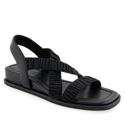 Aerosoles Women'S Bora Strappy Flat Sandal Combines Comfort And Style. The Diamond Flex Outsole Offers Lightweight Flexibility, And The Pillow Mini Wedge Provides Cushioned Support. Elastic Straps Provides A Secure Fit, While The Square Toe Adds A Modern Touch. Perfect With Sundresses Or Skirts. | AEROSOLES Women's Bora Wedge Sandals, Black, 6.5M