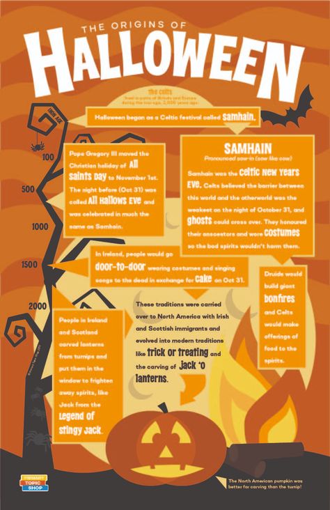 This poster features a timeline that explores the origins of Halloween and how the traditions have changed over time.  The size of the PDF is 11 x 17 inches but it is a scalable vector so it could easily be printed bigger or smaller.  #Halloween #poster #classroom #history Facts About Ancient Egypt, Halloween Handout, History Of Halloween, Ireland And Scotland, Classroom Halloween, Origin Of Halloween, Vocabulary Word Walls, Celtic Festival, Library Book Displays