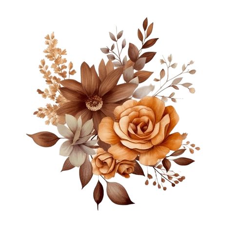 Flower Clipart Png, Floral Flower Design, Pencil Drawing Images, Flower Png Images, Wedding Floral Design, Wedding Flower Design, Brown Flowers, Decoupage Art, Floral Clipart