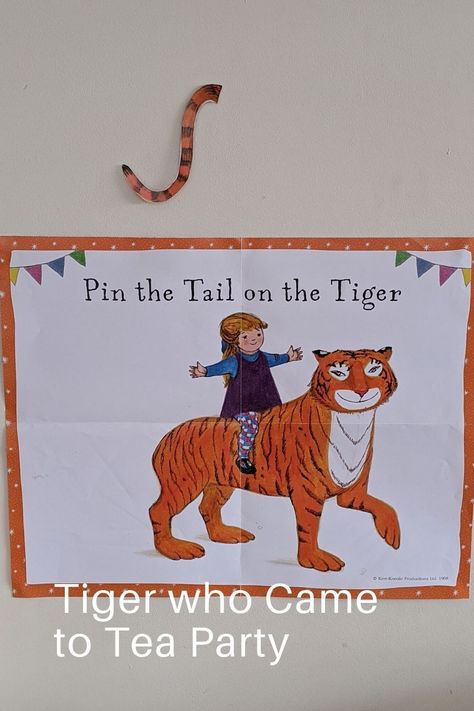 Jungle Book Birthday, Book Themed Birthday Party, Tiger Who Came To Tea, Tiger Birthday Party, Tea Party Games, Pin The Tail, Wild Birthday Party, Tea Crafts, Tiger Birthday