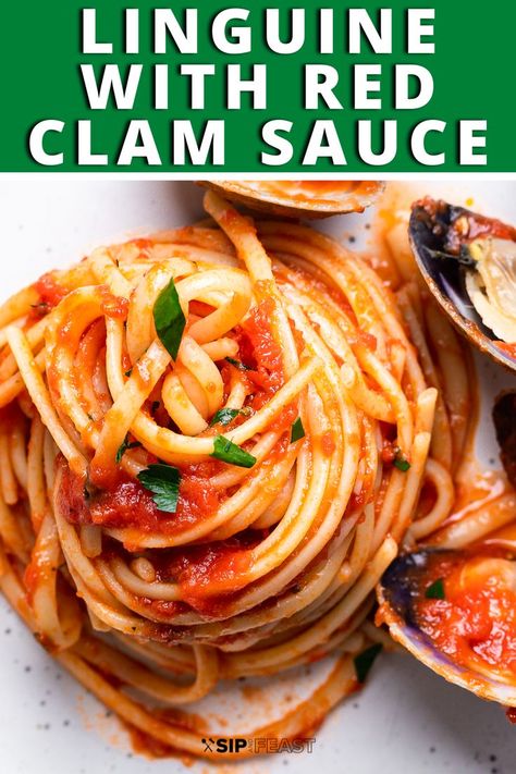 Clam Tomato Pasta, Spicy Clam Pasta, Red Sauce Seafood Pasta Recipes, Clams In Red Sauce Pasta, Pasta With Red Clam Sauce, Pasta Clam Sauce, Linguine And Clams Red Sauce, Linguini With Red Clam Sauce, White Wine Tomato Pasta Sauce