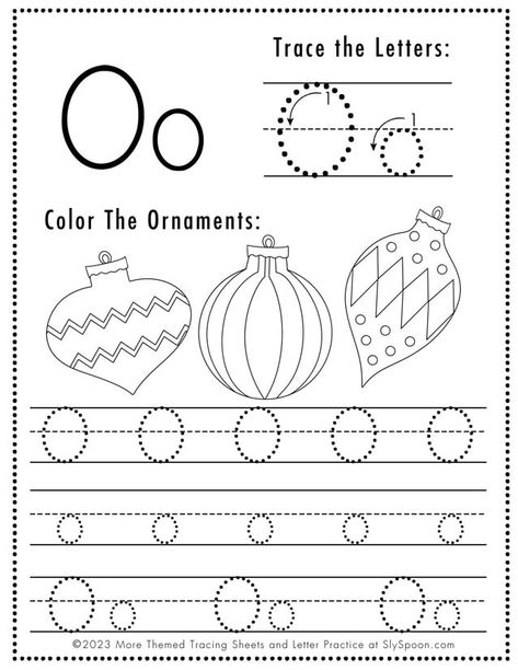 Free Printable Christmas Letter Tracking Worksheets - O is for Ornaments - Set includes a variety of Letter O coloring and tracing worksheets. Ideal for homeschoolers & preschool teachers and perfect for Christmas-themed lesson plans! 🖍🎨 #Homeschooling #PreschoolEducation #PreKLearning #ChristmasActivities #AlphabetWorksheets #Printables #Freeprintable #letterO #freeprintablechristmasworksheets #Christmasworksheets #freechristmascoloring #freechristmascoloringpages O Is For Ornament, Letter O Activities, Christmas Lesson Plan, Letter Tracing Printables, Free Christmas Coloring Pages, Christmas Lesson, Christmas Worksheets, Teaching Toddlers, Preschool Education