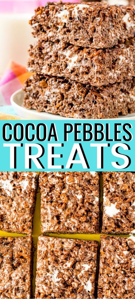 Cocoa Pebbles, Marshmallow Squares, Crispy Treats Recipe, Rice Crispy Treats Recipe, Cocoa Krispies, Pebbles Cereal, Krispie Treats Recipe, Rice Krispies Treats, Rice Recipes For Dinner