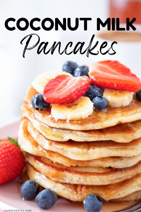 coconut milk pancakes Pancakes Coconut Milk, Coconut Milk Waffles, Cocnut Milk, Coconut Milk Pancakes, Yoghurt Pancakes, Best Coconut Milk, Milk Pancakes, Dairy Free Pancakes, Yogurt Pancakes