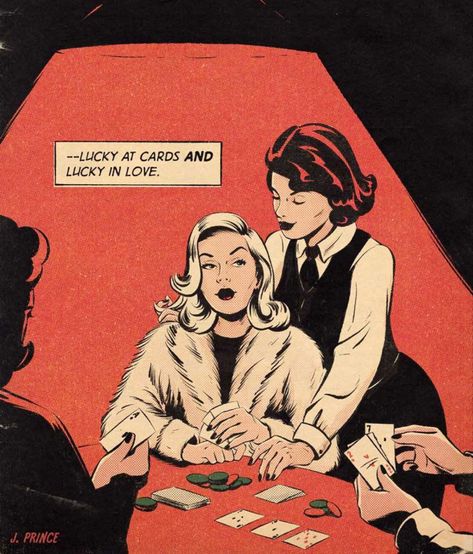 Jenifer Prince, Lucky Art, Vintage Lesbian, Lesbian Art, Lgbt Art, Queer Art, Pulp Art, Retro Comic, Vintage Comics