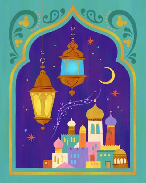 Eid Background, Eid Crafts, Arabian Art, Building Illustration, Ramadan Crafts, Animal Groups, Islamic Paintings, Idul Fitri, Craft Projects For Kids