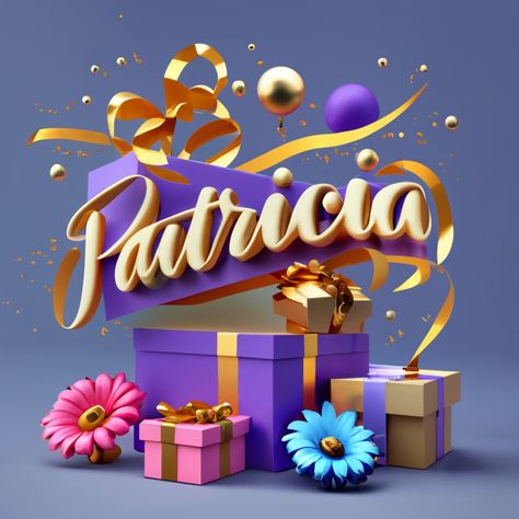 Happy Birthday Patricia, Lilac Paint, Paint 3d, Happy Birthday Wishes Cards, Bold Text, Birthday Wishes Cards, Birthday Board, 3d Rendering, Happy Birthday Wishes