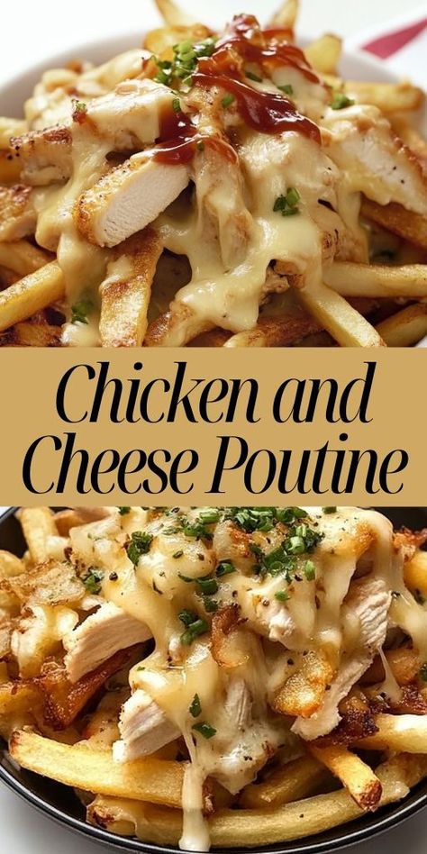 Indulge in this comforting Chicken and Cheese Poutine! 🍟🧀 A twist on the classic, this dish features crispy fries topped with juicy chicken, melty cheese curds, and a rich gravy. Perfect for game day, parties, or when you're craving something indulgent. This savory Canadian-inspired favorite is sure to be a hit! 👉 Save this recipe and enjoy the ultimate comfort food! #PoutineRecipe #ChickenPoutine #ComfortFood #CanadianFood #CheeseLovers #GameDaySnacks #EasyDinnerIdeas #PartyFood Chicken Poutine Recipe, Chicken Poutine, Poutine Recipe, Canadian Dishes, Crispy Fries, Chicken And Cheese, French Fries Recipe, Shredded Chicken Recipes, Cheese Curds