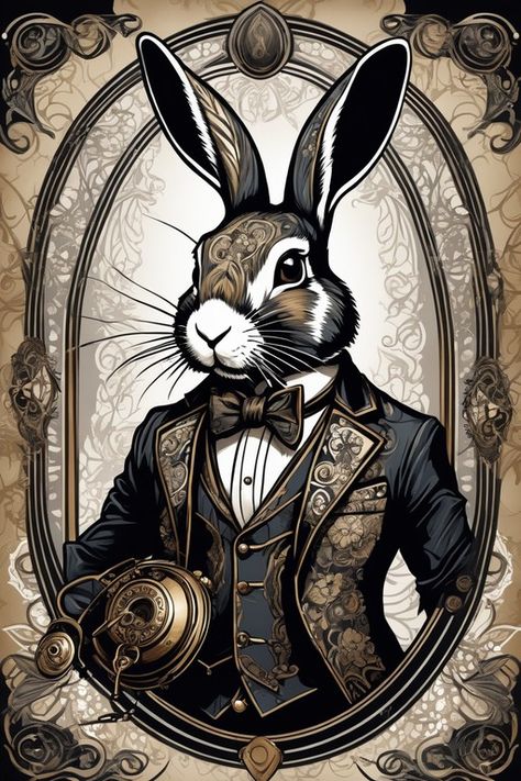 Steampunk Bunny, Steampunk Rabbit, Steampunk Animals, Seductive Photos, Critters 3, Steampunk Couture, Rabbit Tattoos, March Hare, Merch Ideas