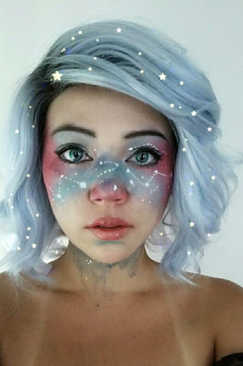 Creative Halloween Makeup Ideas Fantasy Make-up, Halloween Make-up Looks, Galaxy Makeup, Smink Inspiration, Trash Polka, Special Effects Makeup, Fx Makeup, Sfx Makeup, Halloween Makeup Looks