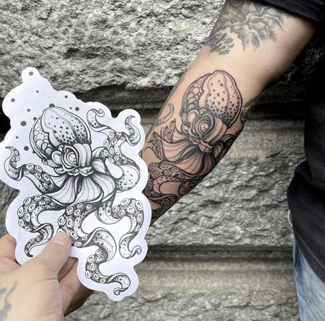 Aesthetic Octopus, Octopus Tattoo, Modern Aesthetic, Octopus, Flower Tattoo, Tattoos, Flowers