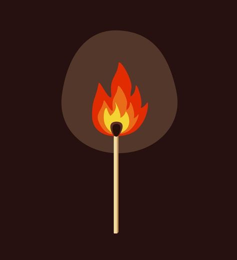 Flame from a match on a dark background. The fire of a burning match, vector illustration. Burning Illustration, Flame Illustration, Vector Animation, Dark Background, Illustration Vector, The Fire, Dark Backgrounds, Vector Free, Vector Illustration