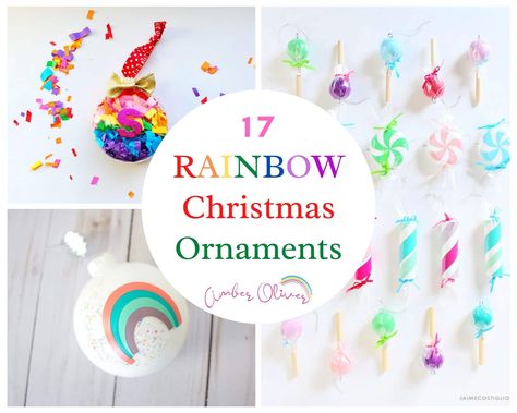 Diy Rainbow Christmas Decorations, Rainbow Christmas Ornaments, Diy Rainbow Ornament, Rainbow Ornaments Diy, Disney Princess Ornaments, Merry Birthday, Christmas Ornaments Diy Kids, Rainbow Ideas, Ornaments Diy Kids