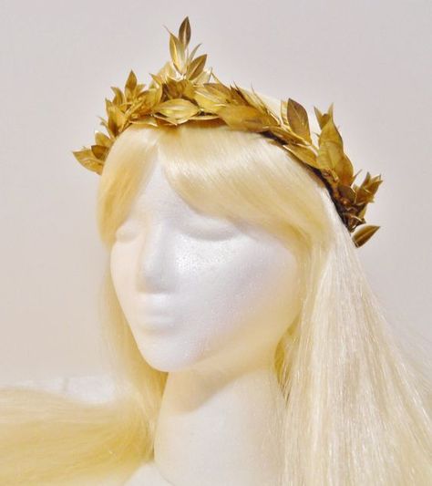 Toga Theme, Greek Decorations, Latin Club, Golden Headpiece, Greek Goddess Hairstyles, Gold Leaf Crown, Toga Costume, Toga Party, Greek Costume