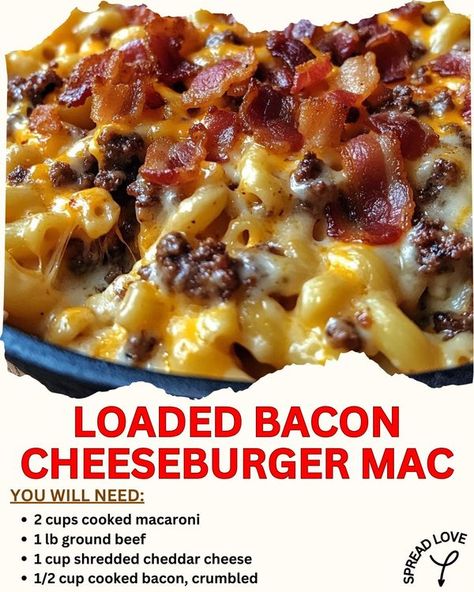 Bbq Bacon Cheeseburger Casserole, Bacon Cheeseburger Hotdish, Bacon Cheeseburger Mac And Cheese, Loaded Bacon Cheeseburger Mac, Bacon Macaroni Cheeseburger Wrap, Cheeseburger Mac And Cheese, Cheeseburger Mac, Mac And Cheese Burger, Ground Beef Casserole Recipes