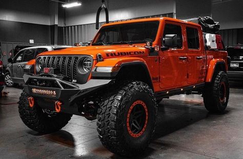 2020 Jeep Gladiator equipped with a Fabtech 5” Trail Kit Orange Jeep Gladiator, Jeep Gladiator 2020 Lifted, Orange Jeep Wrangler, Orange Jeep, Jeep Gear, Badass Jeep, Jeep Photos, Custom Jeep Wrangler, Hummer Cars