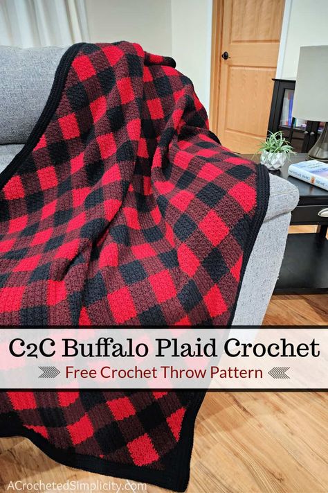 Buffalo Check Crochet Blanket, Buffalo Plaid Crochet Blanket Pattern, Crochet Buffalo, Crochet Corner To Corner, Buffalo Plaid Blanket, C2c Blanket, C2c Crochet Blanket, Plaid Crochet, Colorwork Chart