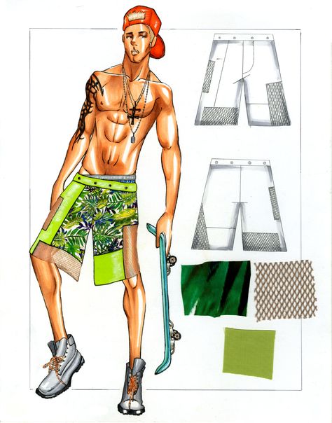 MALE SWIMMING SUIT Male Swimwear Drawing, Male Swimwear, Sims 4 Swimsuit Male, Male Swimsuit Aesthetic, Sims 4 Cc Male Swim Trunks, Cover Male Bikinis, Fashion Illustration Tutorial, Model Sketch, Designer Swimwear