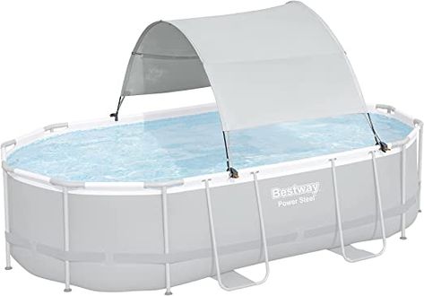 Amazon.com : Bestway Flowclear Pool Canopy | Compatible with Most Oval or Rectangular Above Ground Pools | UPF 40+ Sun Protection : Patio, Lawn & Garden Pool Canopy, Oval Above Ground Pools, Rectangular Swimming Pools, Oval Pool, Patio Privacy, Baby Baden, Rectangular Pool, Canopy Cover, Pool Cover