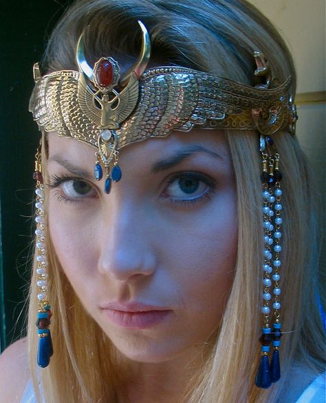 Egyptian Goddess Headdress, Egyption Headress, Ancient Egyptian Headdress, Egyptian Head Jewelry, Moon Circlet Crown, Ancient Egyptian Headpiece, Egyptian Crown, Egyptian Headpiece, Egyptian Headdress