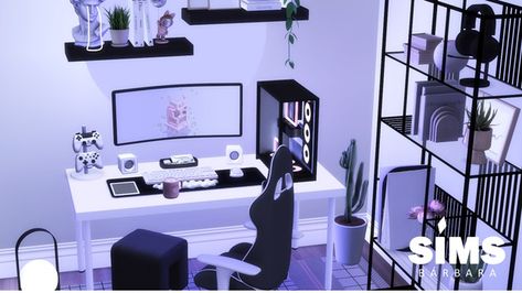 SIMS 4 - New Room - Clean Game Set Up | Patreon Sims 4 Gaming Desk Cc, Game Room Sims 4 Cc, Sims4 Gaming Cc, Sims 4 Cc Furniture Gamer, Sims 4 Streamer Room, Sims 4 Cc Streaming Setup, Gaming Set Up Sims 4 Cc, Gamer Room Sims 4, Sims 4 Cc Gamer Decor