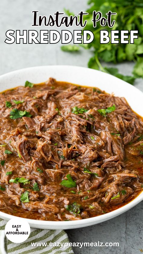 Shredded Beef Sandwiches Instant Pot, Shredded Beef Recipes Instant Pot, Instant Pot Pulled Beef, Shredded Beef Instant Pot, Instant Pot Shredded Beef, Beef Instant Pot, Shredded Beef Sandwiches, Instant Pot Steam, Shredded Beef Recipes