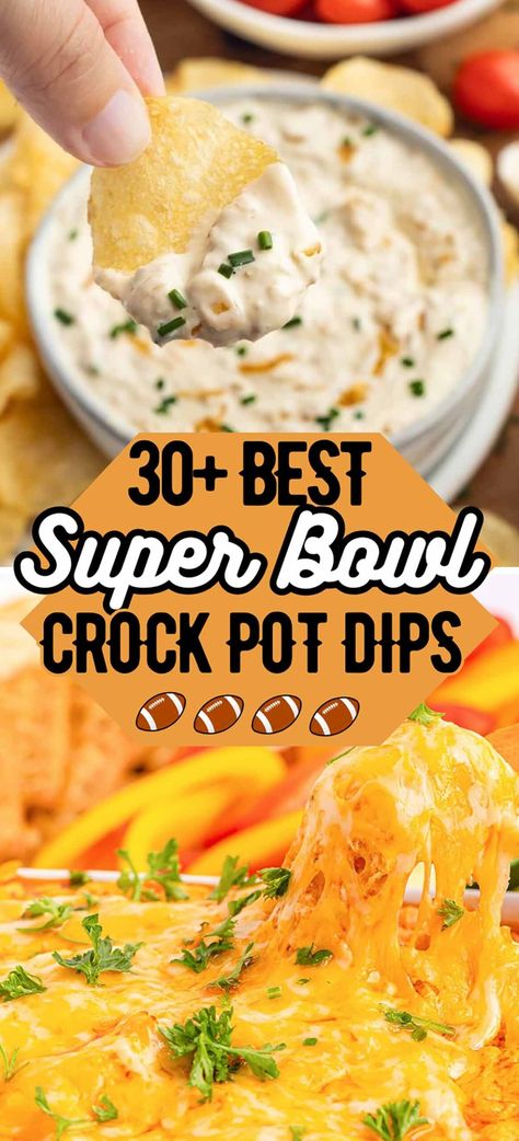 Best 21 Crock Pot Dips for Super Bowl Crockpot Dips For Football, Crockpot Dips For Thanksgiving, Crock Pot Dip Ideas, Easy Crockpot Recipes Appetizers, 2 Qt Crockpot Dip Recipes, Hot Crockpot Dips, Dips In Crockpot, Crockpot Dips Easy, Tailgate Crockpot Food