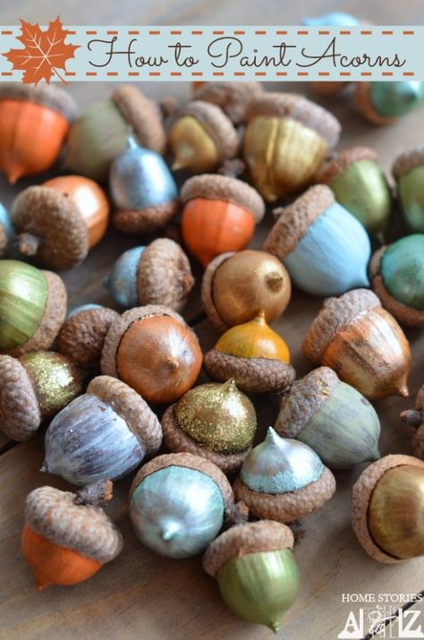 Paint Acorns, Acorn Crafts, Unique Thanksgiving, Thanksgiving Decorations Diy, Diy Thanksgiving, Thanksgiving Diy, Thanksgiving Table Decorations, Autumn Crafts, Fall Projects