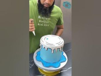 Cartoon Cake How To, Fondant Drip Cake, Cartoon Cake Without Fondant, How To Make A Comic Cake, Buttercream Cartoon Cake, How To Make Cartoon Cake, Comic Cartoon Cake Ideas, Video Cake Decorating, Cute Cake Drawing Easy