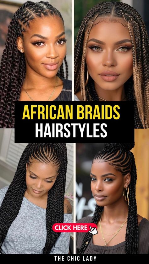 Fall-Ready African Braids Hairstyles You Need to Try This Season Up Do With Braids For Black Women, Women’s Box Braids, Newest Braids Hairstyle, Latina Hair Braids, Pinup Braids Black Women, Braids For Small Heads, Edge Protective Hairstyles, Type Of Braids For Black Women, African Braids Hairstyles 2024