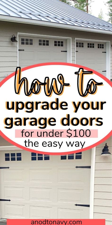 Door Design Diy, Door Diy Makeover, Door Hacks, Carriage Garage Door, Cheap Garage Doors, Exterior Garage Door, Carriage Garage, Garage Door Lights, Diy Projects Garage