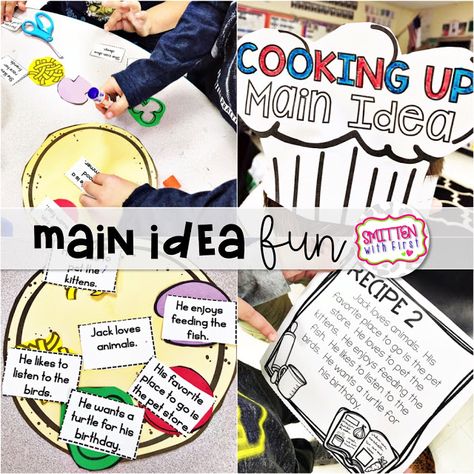 Main Idea Kindergarten, Main Idea Games, Main Idea Lessons, Main Idea Anchor Chart, Main Idea Activities, Reading Main Idea, Main Idea And Details, Teaching Main Idea, Chef Hats