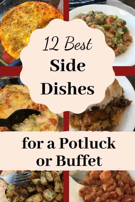 If you're looking for some side dish ideas for a buffet dinner or potluck, check these out. You'll probably want to bring more than one! #potlucksidedishes #sidedishideas #potluckrecipes #buffetideas Dishes For A Potluck, Thanksgiving Potluck Dishes, Sweet Potato Pecan Casserole, Dinner Party Buffet, Church Potluck Recipes, Best Potluck Dishes, Baked Beans Crock Pot, Easy Potluck, Sweet Potato Pecan