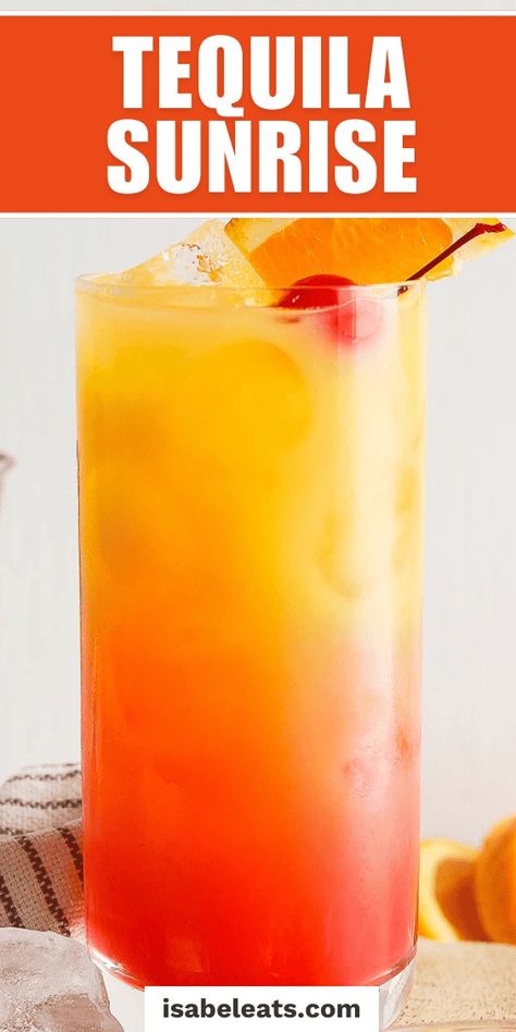 Classic Tequila Cocktails, Tequila Sunrise Cocktail, Sunrise Cocktail, Tequila Cocktail, Peach Juice, Tequila Sunrise, Tequila Cocktails, Classic Cocktail, Perfect Cocktails