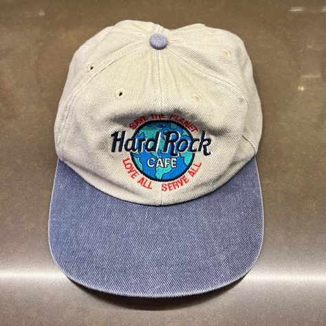 UNISEX VINTAGE 90s HARD ROCK CAFE CAP/HAT - DENIM STYLE TWO-TONED Hard Rock Cafe Outfit, Compton Cap, Micro Trends, Topi Vintage, 90s Hats, Cool Baseball Caps, Vintage Baseball Cap, Denim Cap, Vintage Baseball Caps