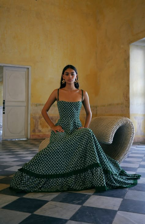 Checkmate Dress in Green | Over The Moon Spring In Italy Outfits, Winery Wedding Outfit Guest, Morroco Outfits, Green Designer Dress, Summer Dress Aesthetic, Salsa Dresses, Green Long Dress, Green Formal Dress, Garden Party Outfit